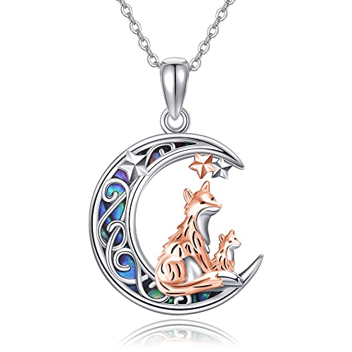 Sterling Silver Cute Animal Pendant Necklace Fox/Snake/Unicorn/Owl on Moon/Rabbit/Horse Necklace Jewelry for Women Mom Sister - style: 2 Fox