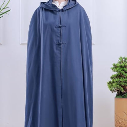 Meditation Buddhist Hooded Cloak Coat,Meditation Cloak Unisex Summer Spring and Autumn Clothes Monk - color: Blue, size: Large