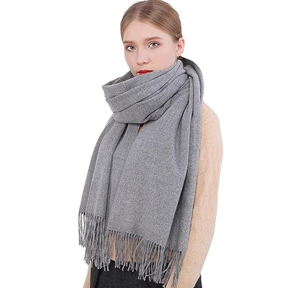 RIIQIICHY Winter Scarfs for Women Pashmina Shawls Wraps for Evening Dresses Large Warm Soft Scarves - color: Light Grey