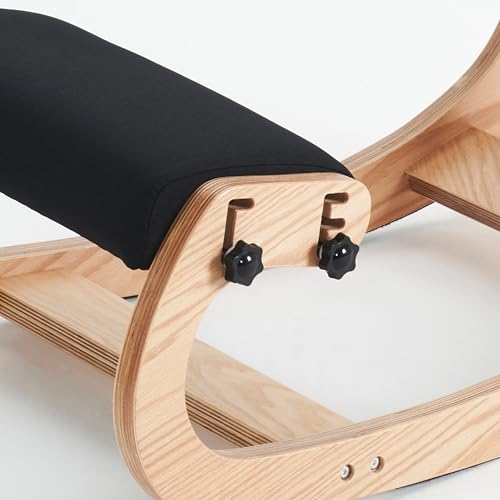Ergonomic Kneeling Chair, Adjustable Rocking Office Chair Wooden Knee Chair Posture Chair for Home Office Back Pain Relief, Black - color: Black