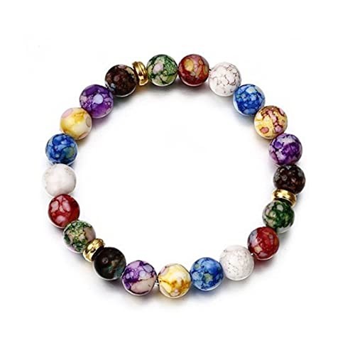 Healing Crystals Bracelet Handmade Natural Gemstones Beads Elastic Natural Stone Yoga Beads Bracelet Heart-Shaped, Modern Artisanal Beaded Unisex 7.6 inches Turquoise - color: Multicolor