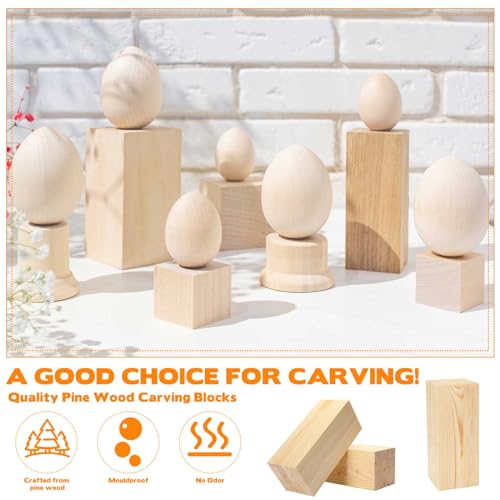 Landical 2 Pack Pine Wood Carving Blocks 10x4x4 Inch Unfinished Whittling Wooden Blocks for Beginners Home Christmas DIY Arts Supplies - size: 10 x 4 x 4 Inch