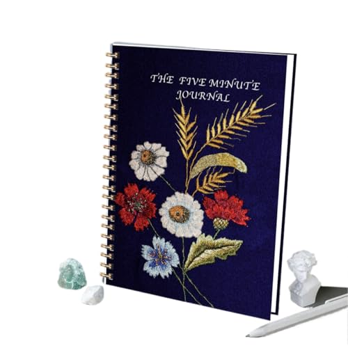 NDEMl Five-Minute Gratitude Journal, A5 Mindfulness Reflection and Performance Journal, Undated Notebook, Growth Inspirational Notepad (navy blue)
