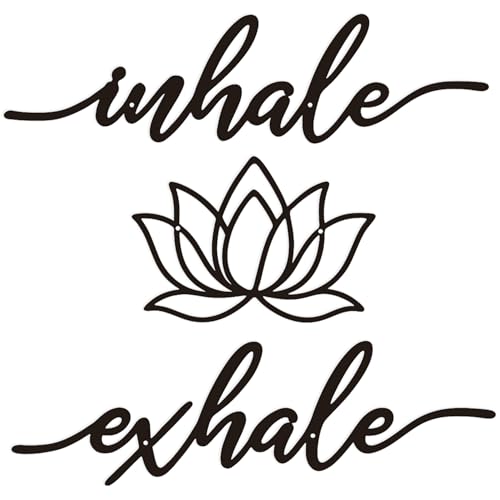 Inhale Exhale Wall Art Meditation Room Zen Wakk Decor Black Metal Yoga Sign Decorative Spiritual Decor for Living Room Bedroom Shelf