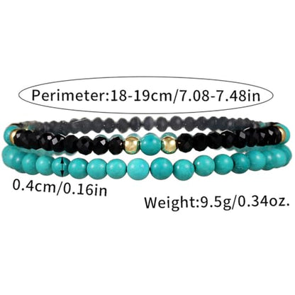 Puka Shell Bracelet for Men Wooden Bracelets Turquoise Stack Beaded Minimalist Trendy Jewelry for Friend Gift - style: 2pcs-Turquoise
