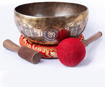 Large Tibetan Singing Bowl Set - 11" Master Healing Big Professional Grade For Sound Bath Chakra 7 Metal Meditation Yoga By Himalayan Bazaar