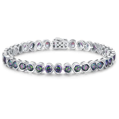 Birthstone Bracelets for Women, Sterling Silver 7 Inch Infinity Tennis Bracelet, Wedding Anniversary Birthday Jewelry Gifts for Women Wife Girlfriend Mom Her