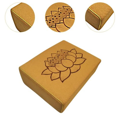 Meditation Pillow with Lotus Design for Yoga and Outdoor Activities, Yellow