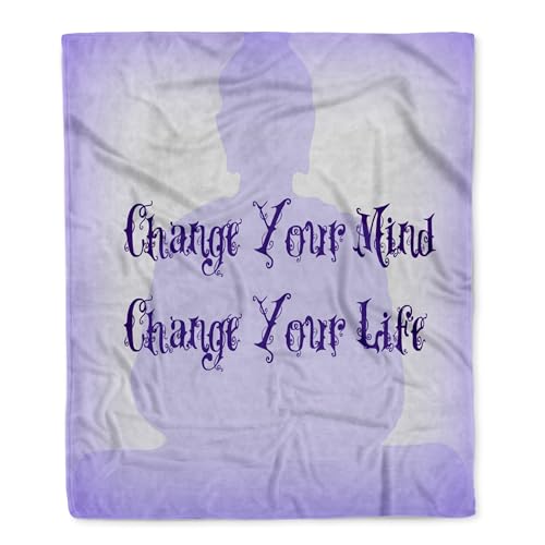 3dRose Meditation- Change Your Mind, Change Your Life- Inspirational Silktouch Minky Blanket