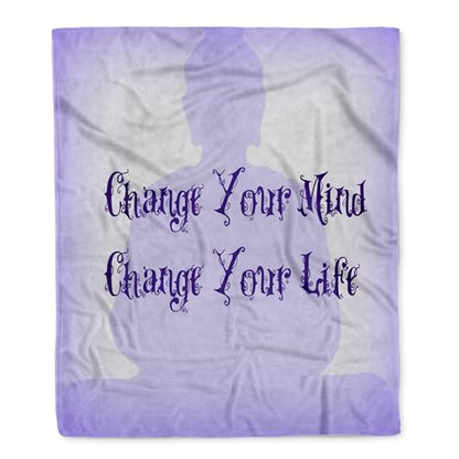 3dRose Meditation- Change Your Mind, Change Your Life- Inspirational Silktouch Minky Blanket