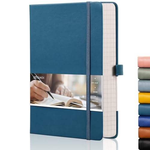 EMSHOI College Ruled Notebook Lined Journal - 120gsm Thick 256 Numbered Pages, A5 Hardcover Leather Writing Notebook for Work School Travel Women & Men - with Sticky Notes, 5.75"x8.38", LightBlue - color: LightBlue, size: A5-Ruled