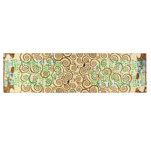 JWSilk Long Charmeuse Silk Scarf Classic Art Print - color: Tree of Life By Gustav Klimt Taupe