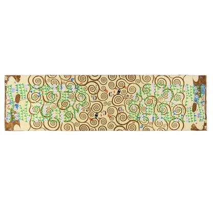 JWSilk Long Charmeuse Silk Scarf Classic Art Print - color: Tree of Life By Gustav Klimt Taupe