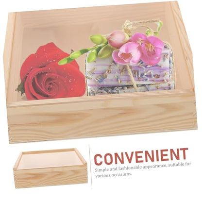 Hemobllo Wooden Storage Box Acrylic Lid Multi-functional Trinket Container for Jewelry Compact for Home Office