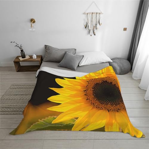 Wild Flower Sunflower Prints Throw Blanket (280g Flannel) Anti-Pilling Warm Fuzzy Blankets for Bed Sofa Couch Travel 50x40 Inch - color: Wild Flower Sunflower, size: 50x40 Inch