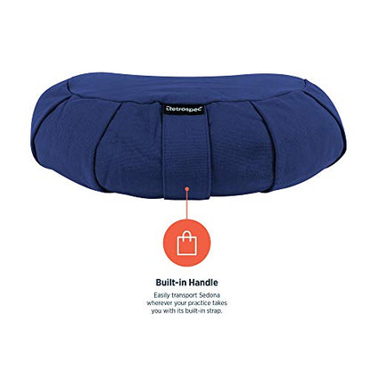 Retrospec Sedona Zafu Yoga Meditation Cushion with Carry Handle and Filled with buckwheat Hulls; Midnight Blue, Crescent - color: Midnight Blue, size: 1 Count (Pack of 1)