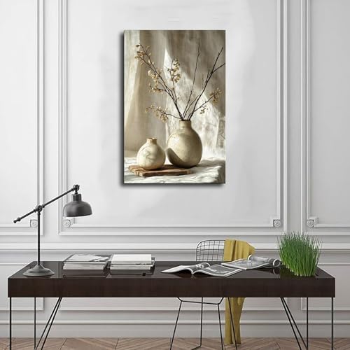 ZMLIS Neutral Zen Wall Art – Wabi-Sabi Inspired Still Life Canvas for Modern Living Room, Yoga Room Or Entryway Canvas Poster Bedroom Decor Sports Landscape Office Room Decor Gift 16x24inch(40x60cm)