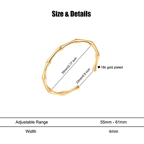 POTESSA 18K Gold Plated Cuff Bracelets Adjustable Dainty Bangle Handemade Jewelry for Women - style: Bamboo