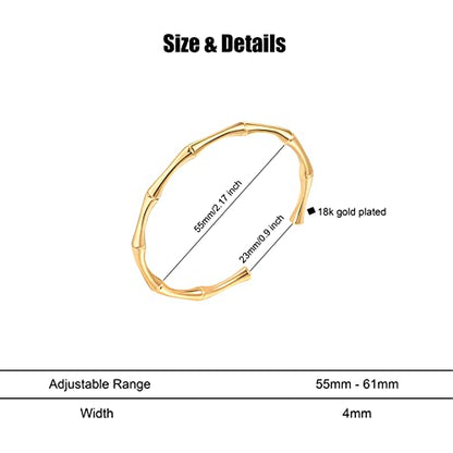 POTESSA 18K Gold Plated Cuff Bracelets Adjustable Dainty Bangle Handemade Jewelry for Women - style: Bamboo