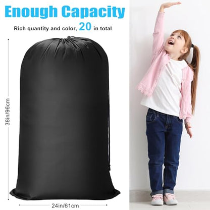 Nuogo 20 Pcs Laundry Bag Washable Travel Laundry Bags with Drawstring Lock Closure Large Heavy Duty for Camping Tent Blankets Dirty Clothes Yarn Fabric Storage, 38 x 24 Inches(Black, Pink) - color: Black, Pink
