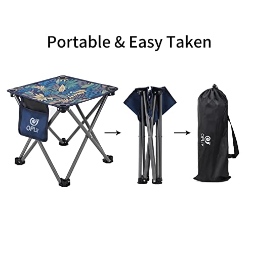 Opliy Camping Stool, Folding Small Chair Portable Camp Stool for Camping Fishing Hiking Gardening and Beach, Camping Seat with Carry Bag (Blue-Leaf) - color: Blue-leaf