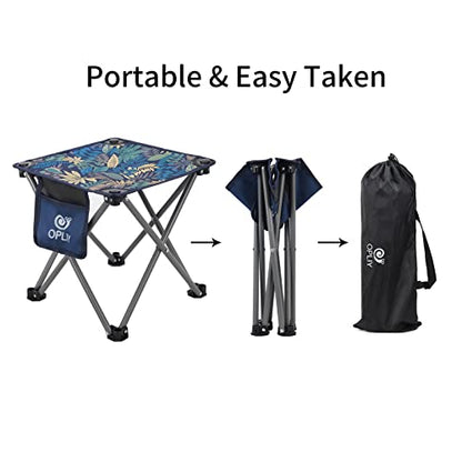 Opliy Camping Stool, Folding Small Chair Portable Camp Stool for Camping Fishing Hiking Gardening and Beach, Camping Seat with Carry Bag (Blue-Leaf) - color: Blue-leaf