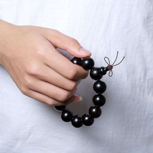 Wooden Prayer Bead Bracelets Traditional Buddhist Mala Bracelet,1pc/pack - size: Dia.15X15pcs, style: HeiTanJG