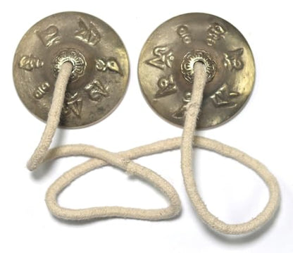 Tibetan Manjeera Tingsha Meditation Bell, Chime Bells, Cymbals, Buddhist Meditation, Yoga Bell Chimes small, auspicious symbol (Manjeera-09) - size: Manjeera-09