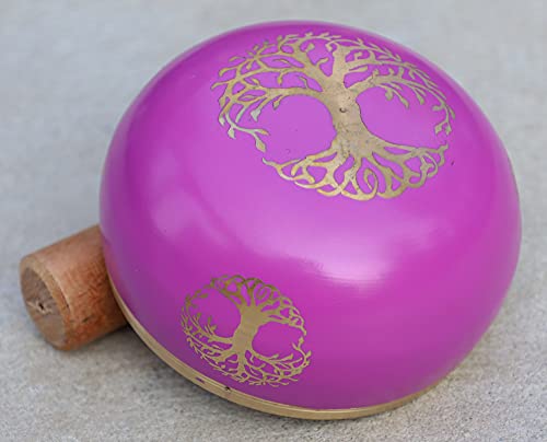 Tree Of Life Singing Bowl Complete Set ~ For Meditation, Yoga, Spiritual Healing and Mindfulness (Pink) - color: Pink