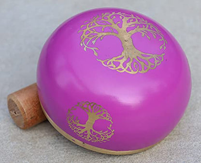 Tree Of Life Singing Bowl Complete Set ~ For Meditation, Yoga, Spiritual Healing and Mindfulness (Pink) - color: Pink