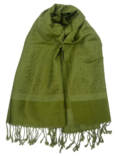 Pashmina Shawl Wrap for Women Soft Lightweight Multi-Purpose Scarf for Weddings, Parties & Casual Wear - color: Olive Drab-pl1814