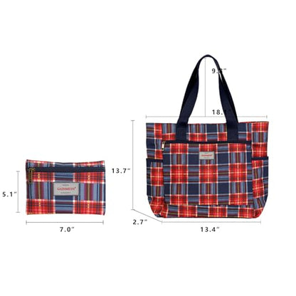GAENMESN Women's Lightweight Waterproof Tote Bag Durable Designer Handbag with Zipper Travel Commute Everyday Use - color: Check