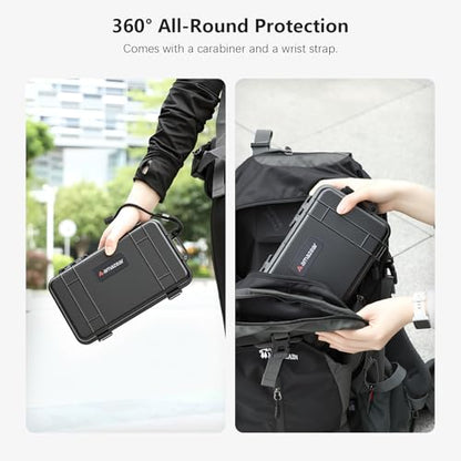 AMAZEAR Waterproof Hard Case Compatible with DJI OSMO Pocket 4 / Xtra Muse, Pocket4 Creator Combo Accessories Small Hard Shell Cover Travel Box for Carrying, Protection, Storage, Organization, Black