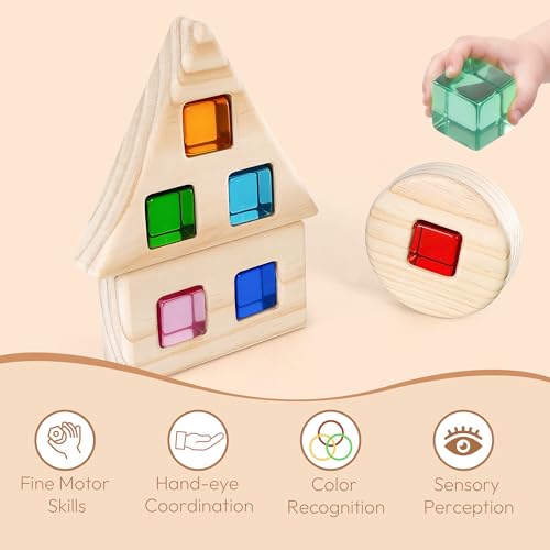 Woodtoe Rainbow Building Blocks Set for Toddlers, 16 PCS Large Acrylic Gem Cubes Stacking Blocks, 3 Wooden Shape, Montessori Stacking Toy for 1 2 3 4 Year Old, Educational STEM Creative Toys for Kids - style: 16 PCS Large Acrylic Blocks Set