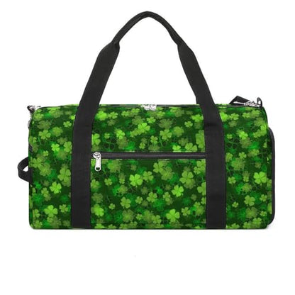 St Patricks Day Green Shamrock Clover Leaf Grass Large Capacity Portable Fitness Bag, Easy to Carry - color: St patricks day green Shamrock clover leaf gr