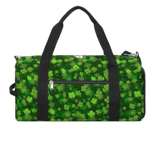 St Patricks Day Green Shamrock Clover Leaf Grass Large Capacity Portable Fitness Bag, Easy to Carry - color: St patricks day green Shamrock clover leaf gr