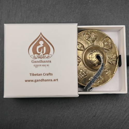 Tibetan Tingsha Bell Set - Tibetan Cymbals - for Sound Healing, Yoga, Meditation, and Mindfulness,Handmade in Nepal,Made of Brass,Astamangal Pattern,6.5cm/2.6 inch - color: 3-Brass-Astamangal-6.5cm