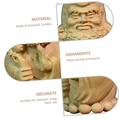 Holibanna Zen Bodhidharma Wooden Statue Ornament Hand-Carved Cypress Decor for Tea Room Artistic Home Decoration Lightweight and Craft
