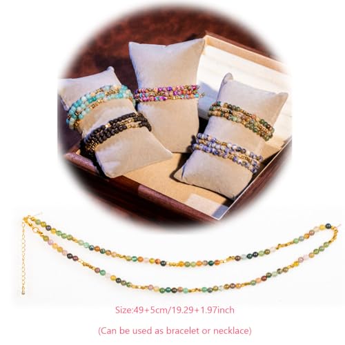 4mm Mini Beads Natural Stone Adjustable Bracelet For Women, Energy Charm Jewelry, Birthday Gift - color: Indian agate
