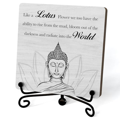 Buddha Life Quote Desk Decor, Funny Office Inspirational Gifts for Family Friends, Meditation Room Tabletop Decor, Zen Home Office Wooden Plaque Sign with Stand (J07) - style: Buddha Life