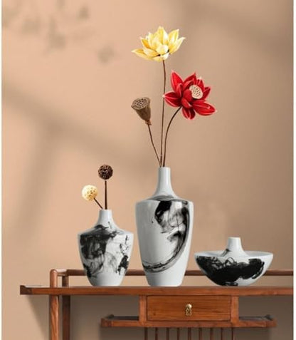 Vase Desktop Modern Chinese Ink Ceramic Entrance Arrangement Desktop Decoration Zen Ornament for Decor