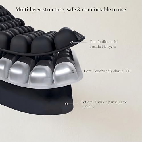 Inflatable Seat Cushion – Breathable, Pressure-Relieving Air Cushion, No Pump Needed, Ideal for Airplane Travel, Office, Car, Wheelchair & Camping – Lightweight, Foldable & Portable (Black)