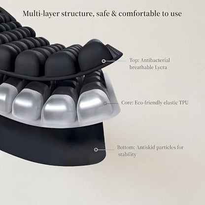 Inflatable Seat Cushion – Breathable, Pressure-Relieving Air Cushion, No Pump Needed, Ideal for Airplane Travel, Office, Car, Wheelchair & Camping – Lightweight, Foldable & Portable (Black)
