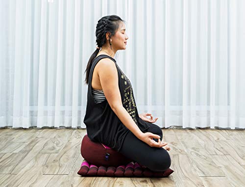 Leewadee Meditation Cushion Set – 1 Small Zafu Yoga Pillow and 1 Small Roll-Up Zabuton Mat Filled with Kapok - color: Sf29 - Auburn, Pink