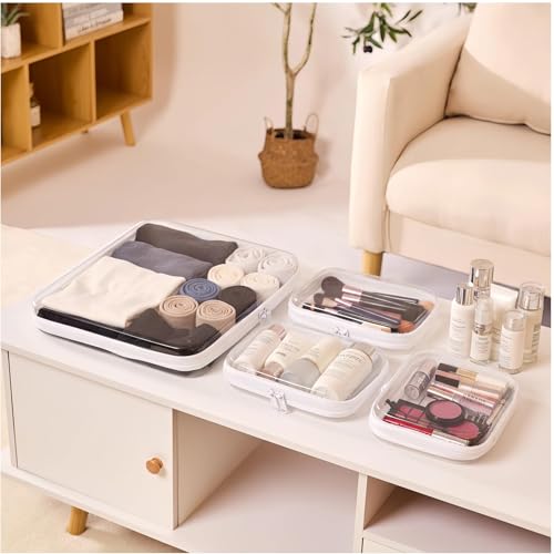 Clear Hard Shell Zipper Pouches, Clear Zipper Bags, Hard Case Pouches for Purse & Diaper Bag Organizer,and Travel Essentials (XXL+3M) - size: XXL+3M