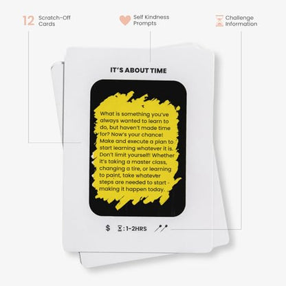 The Kindness Challenge - Self Edition - 12 Scratch-Off Self-Kindness Cards for Growth & Reflection | Solo Wellness Game by Jimmy Darts - style: Self