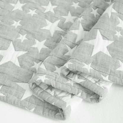 NTBAY 3 Layer Oversized Muslin Cotton Toddler Blanket, 45x60 Inches Jacquard Reversible Nursery Bed Blanket, Super Soft and Thermal Crib Blanket for All Seasons, Baby Gift, 45"x60", Grey/White Star - color: Grey Star, size: 45x60 Inch (Pack of 1)