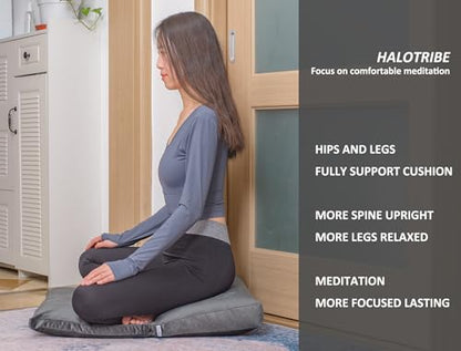 Meditation Cushion,Velvet Meditation Pillow and Zabuton 2-in-1 Portable Design(50 * 70CM). (Dark Gray, Service H：9cm)
