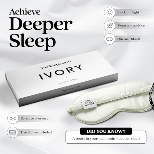 Pure Silk Sleep Mask [100% 6A Mulberry Silk, 22 Momme] Light Blocking Travel Essentials. Eye Masks for Sleeping. Black Oeko-Tex Blindfold. Eye Covers for Men & Women - color: Ivory White