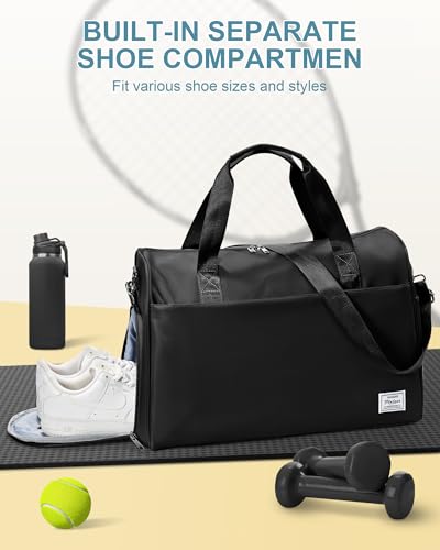 Travel Duffel Bags for Women & Men - Weekender with Shoe & Laptop Compartments - Carry On, Overnight, Gym & Hospital Bag - Black - color: K1-Black